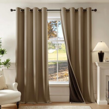 100% Blackout Curtains 52x54", 2 Panels, Brown, Thermal Insulated, Soundproof, Energy Saving, Grommet Top – Compatible with Standard Rods