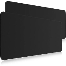2-pak sorte gaming-musemåtter 76,5 x 28,5 cm, skridsikker gummibase, syede kanter, forlænget måtte til gaming/arbejde