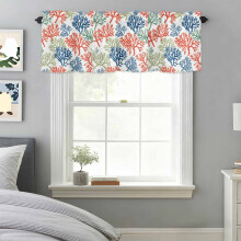 Watercolor Red Coral Rod Pocket Valance 42x18 in