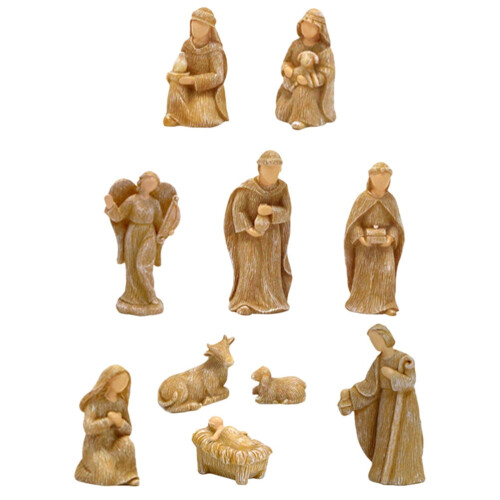 Kerststal met harsbeeldjes, 10 stuks