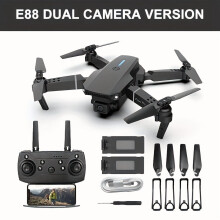 E88 Foldable Mini Drone with Dual Cameras, 360 Flips & One-Key Start – WiFi RC Quadcopter for Kids & Adults; Compatible with E88