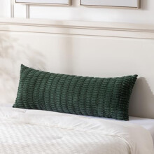 Housse de coussin lombaire en velours côtelé vert foncé 51 x 137 cm