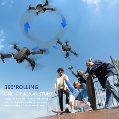 Mini drone dobrável E88 com câmeras duplas e giro de 360 2