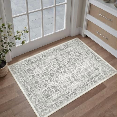 Black Vintage Distressed Area Rug 2x3 Feet