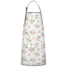 Floral Cotton Linen Apron with Pockets 33x27 Inch