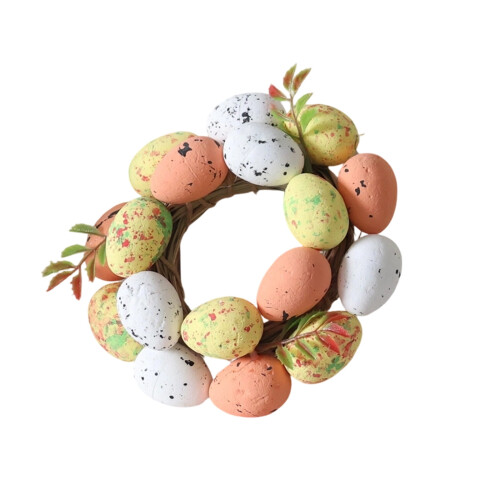 Guirlanda de Páscoa em rattan com ovos de Páscoa (16 cm)