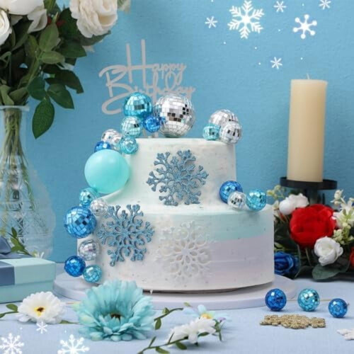 Διακοσμητικά για Cupcakes με Μπάλες Ντίσκο Ρετρό Δεκαετία του '70 και του '80 Ροζ Μπλε 24 1