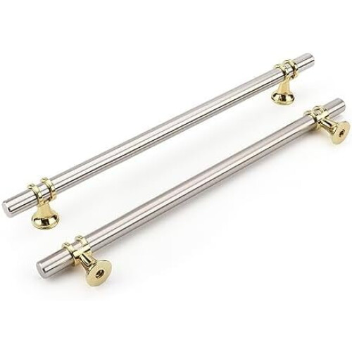 Cabinet Handles and Knobs Brushed Nickel Gold 2-Pack