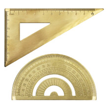 Kits Brass Triangle Ruler Protractor Set for Math & Drafting