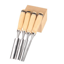 Wood Carving Chisel Set 4PCS Chrome Vanadium Steel SemiCircular Woodworking Gouge Tools Ergonomic Grip