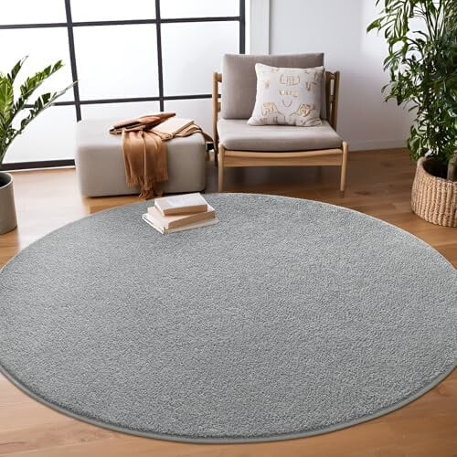 Round area rug grey memory foam 5x5 ft