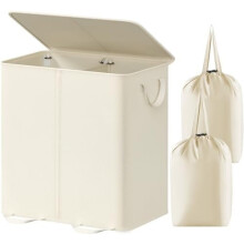 Wasmand met deksel en 3 uitneembare zakken, 185 liter