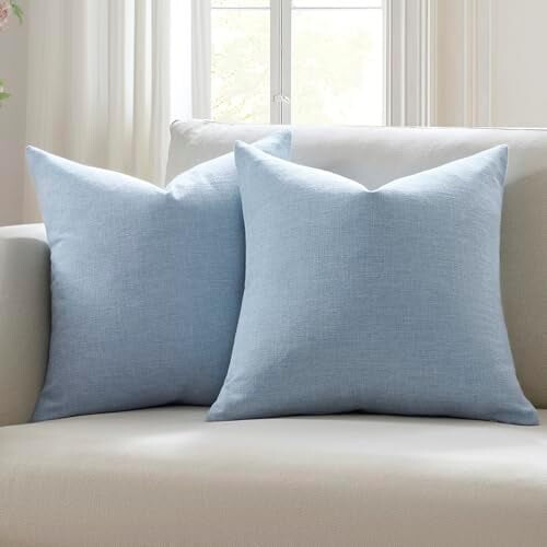 Conjunto de 2 capas de almofada de linho – 40x40cm Azul Celeste