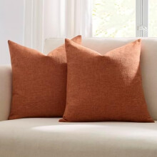 Housses de coussin automnales orange brûlé, 45 x 45 cm, lot de 2