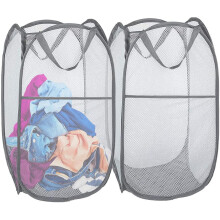 Cesto de roupa suja dobrável em tela, pacote com 2 unidades.