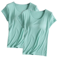 Mintgroene nachttop met ronde hals en korte mouwen voor dames, inclusief ingebouwde bh-pads – Plus size camisole & pyjamatop