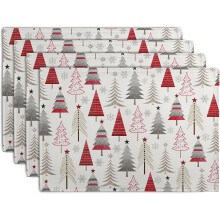 Set van 4 placemats met kerstboommotief, 30 x 45 cm