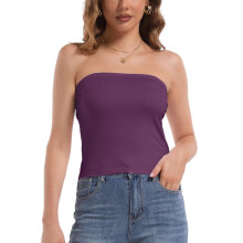 Stropløse Crop Tube Tops til Kvinder Ensfarvede Trendy Sexede Cami Tops