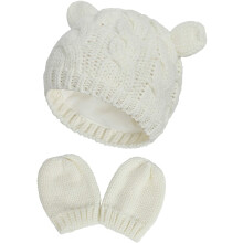 Unisex Newborn Baby Hat and Mitten Set Winter Knitted Thick Warm Beanie Cap Gloves for Infant Boys Girls