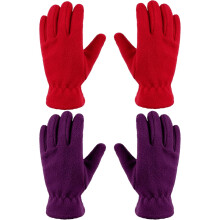 2 Pairs Kids Fleece Gloves Polar Full Finger Winter Warm Gloves Cold Weather Mittens for Boy Girl