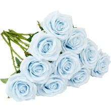 Buquê de rosas artificiais com 10 peças de flores de seda artificiais.