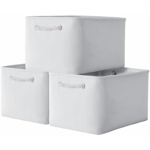 Faltbare Aufbewahrungsboxen aus Stoff, 3er-Pack, Grau