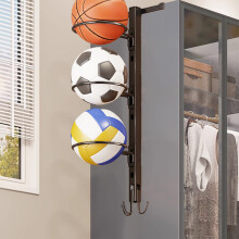 Support de rangement pour ballons de basket – Fer, noir mat, multi-niveaux
