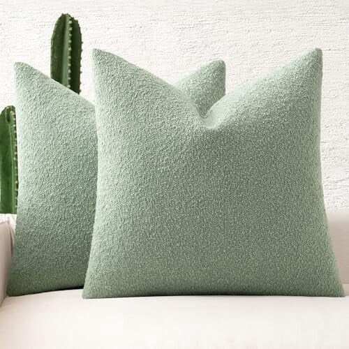 Fodere per cuscini bouclé 20x20 pollici, set da 2, colore verde-grigio.