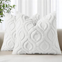 Ensemble de housses de coussin 50 x 50 cm bleu-gris en fausse laine et velours