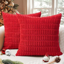 Housses de coussin rayées en velours côtelé 45 x 45 cm (18 x 18 po) - Lot de 4