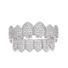 Diamond Teeth Grillz miehille ja naisille hopea-kultainen päällinen