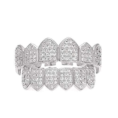 Diamond Teeth Grillz για άνδρες και γυναίκες Ασημένιο χρυσό τοπ