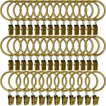 40-Pack Metal Curtain Rings with Clips, 1.5" ID, Bronze, Compatible with Standard Rods