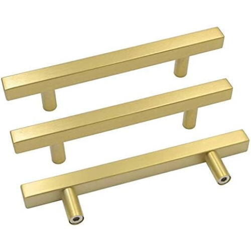 Gold Cabinet Handles T-Bar Pulls 5 Pack 128mm