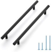 Tiradores de armario en forma de T de latón cepillado, 7,6 cm entre centros, 12,7 cm de largo.