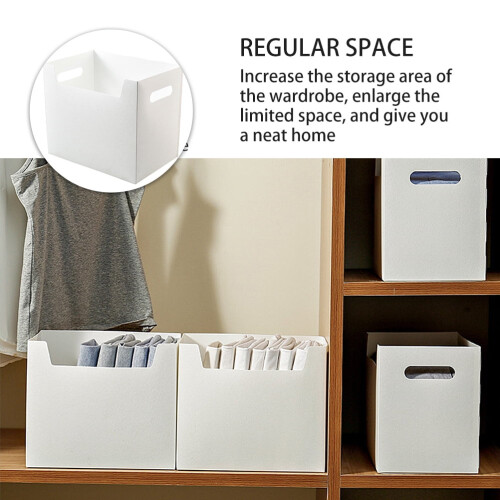 2 PCS File Storage Box Organiser Boxes with Lids Large Filing Folder Office White 2