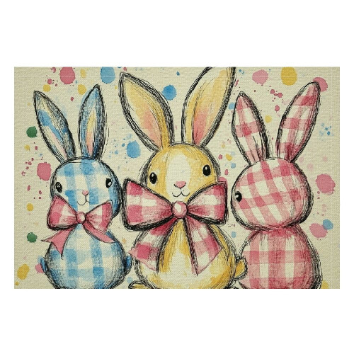 Set van 4 linnen placemats, hittebestendig en wasbaar. 1