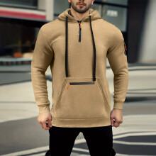 Sweat-shirt à capuche imprimé élégant à manches courtes pour homme - Haut léger et décontracté en polyester pour le printemps et l'été