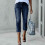 Γυναικείο παντελόνι Capri Jeans με ίσια γραμμή, ελαστικό τζιν, σκούρο μπλε 2