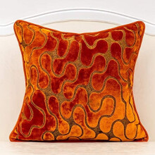 Housse de coussin en velours orange 45 x 45 cm