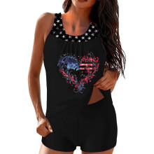 Tankini-Set mit amerikanischer Flagge für Damen – Bademode zum 4. Juli, Tanktop + Shorts, passend für US-Größen