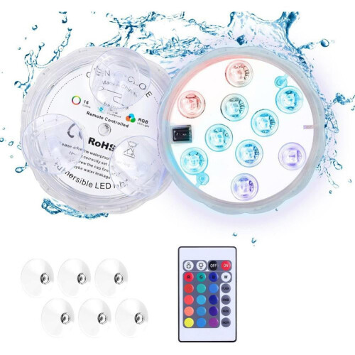 Lampe LED submersible RGB multicolore étanche avec télécommande Co D614Z2E8 1