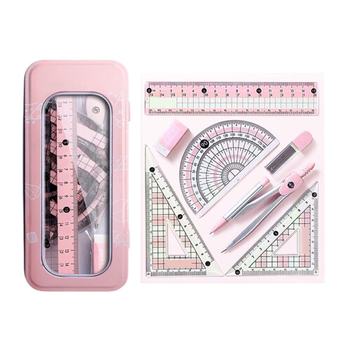 Set di strumenti geometrici anti-miopia per la matematica, composto da 8 pezzi. 1