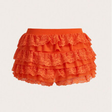 Dame Lolita shorts med blondekant og rysjer og sløyfe foran