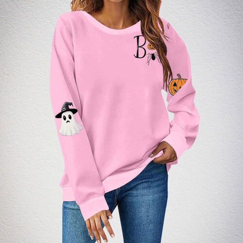 Dames Halloween-sweatshirt met griezelige spookprint, oversized model. 1