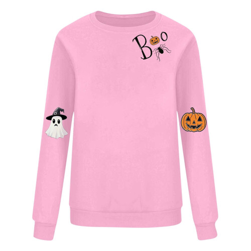 Dames Halloween-sweatshirt met griezelige spookprint, oversized model. 2