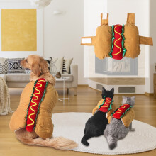 Niedlicher Hotdog-Haustierkostüm-Hoodie für Hunde und Katzen – Lustige, warme Halloween- und Weihnachtskleidung, Rollenspiel-Requisite