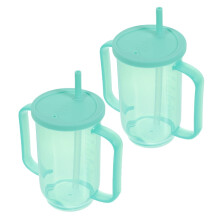 2Pcs Hospital Drinking Cup with Lid and Straw Spill Proof Cup for Disabled Adults