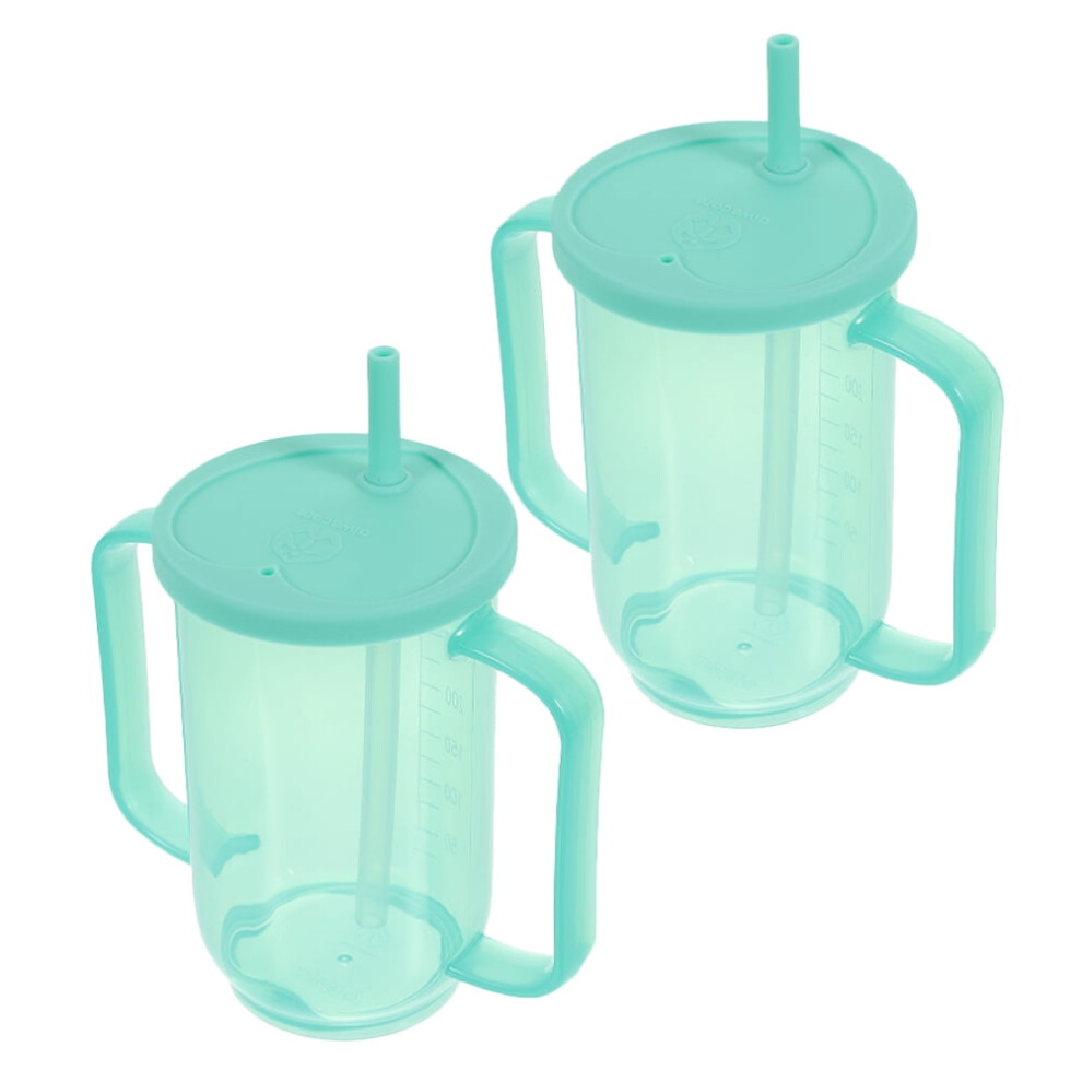 2Pcs Hospital Drinking Cup with Lid and Straw Spill Proof Cup for Disabled Adults