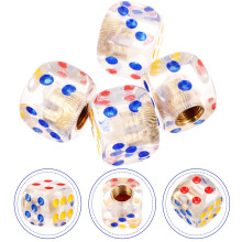 4-Pack Funny Dice Bike Tire Valve Stem Caps, ABS Material, Transparent Color, Fits Most Bikes and Vehicles
